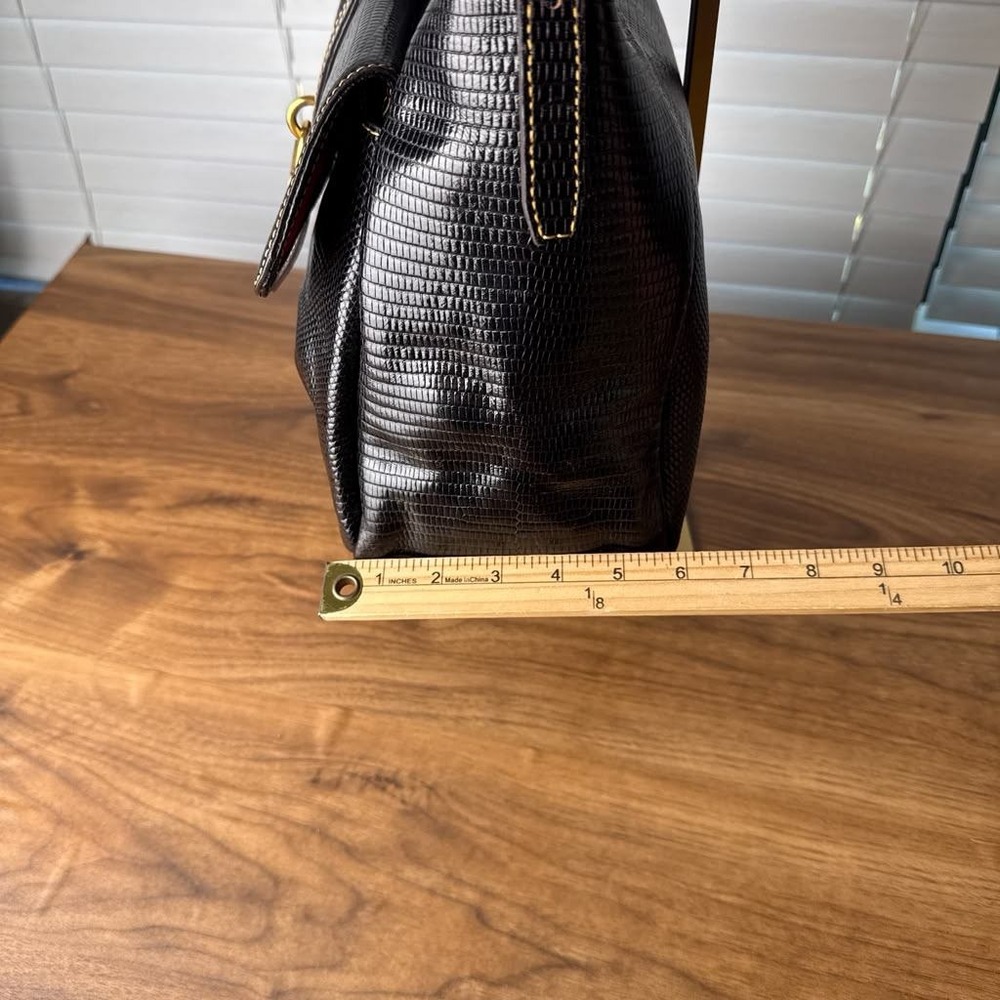 Dooney & Bourke Santorini Lizard Embossed Leather Hobo Shoulder Bag Black - Picture 9 of 14